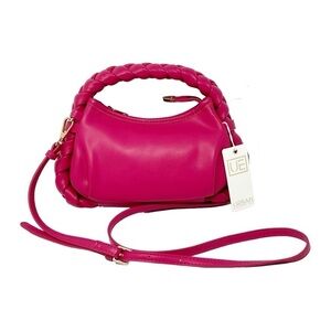 NWT Urban Expressions Vegan Leather Braided Purse/Crossbody Hot Pink.